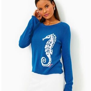 KELLYN SWEATER, BARTON BLUE SEAHORSE JACQUARD